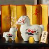  Đôi tượng ngựa trắng sứ hoa NG77 