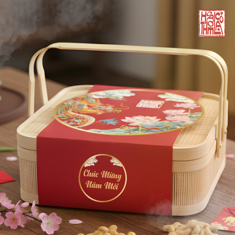 Quà Tết 2026 - Thanh Long Thịnh Vượng - Hộp quà Tết Mây Tre Đan