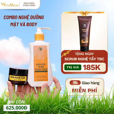 Combo dưỡng trắng da mặt và body từ nghệ