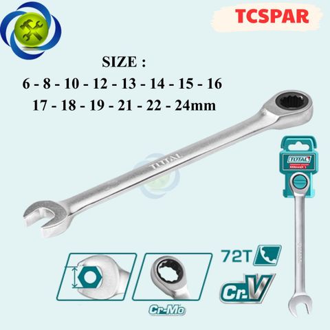 (Size Lẻ ) Cờ Lê Vòng Miệng Tự Động TOTAL 6mm -24mm Thép Cr-V