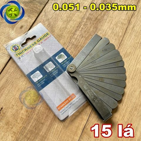 Thước lá đo khe hở C-Mart D0018-15 có 15 lá (từ 0.05 - 0.63mm)