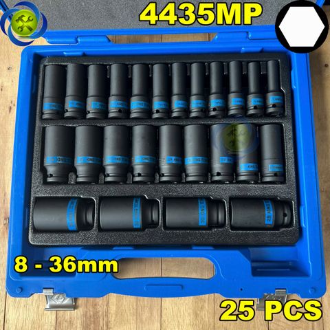 Bộ tuýp đen dài Kingtony 4435MP có 25 chi tiết (8-36mm) thép CR-MO hộp nhựa