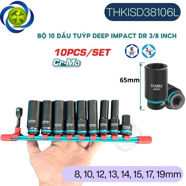 Bộ Đầu Tuýp 3/8 Total THKISD38106L 10 Chi Tiết Thép CR-Mo (8-19mm)