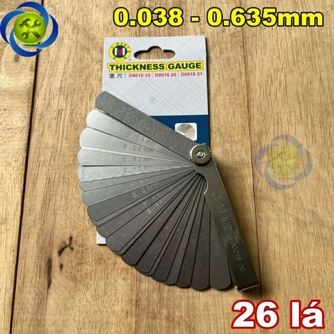 Thước lá đo khe hở C-Mart D0018-26 có 26 lá (từ 0.04 - 0.63mm)