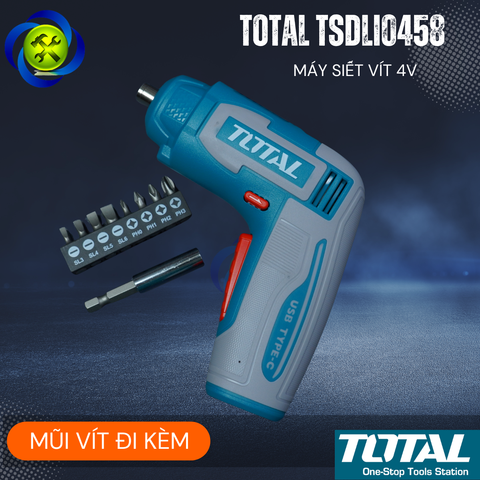 Máy Siết Vít Dùng Pin 4V TOTAL TSDLI0458 Kèm Mũi Vít