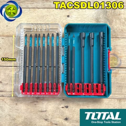 Bộ 13 Mũi Bắt Vít Dài 150mm TOTAL TACSDL01306 chuôi lục giác 6.35mm