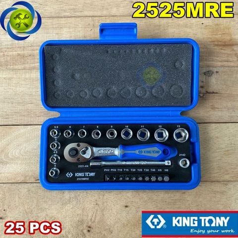 Bộ đầu tuýp 1/4 inch 25 chi tiết Kingtony 2525MRE