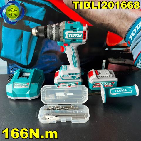 Máy Khoan Búa Lực Siết 166Nm Dùng Pin 20V TOTAL TIDLI201668 CÓ PIN SẠC