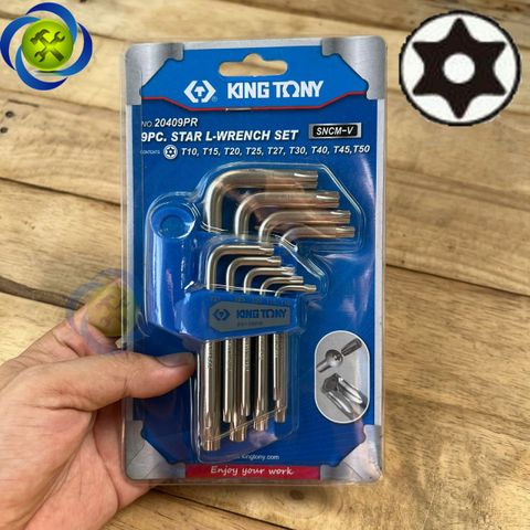 Bộ lục giác sao ngắn có lỗ Kingtony 20409PR 9 cây