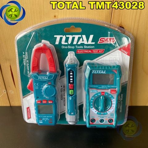 Bộ 3 Dụng Cụ Kiểm Tra Điện TOTAL TMT43028 (Ampe kìm , Đồng Hồ Đo Điện, Bút Dò Điện)