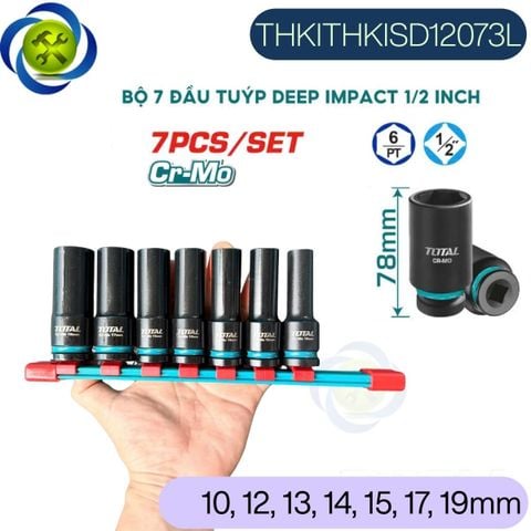 Bộ Đầu Tuýp Dài 1/2 Total THKISD12073L 7 Chi Tiết Thép CR-Mo (10-19mm)