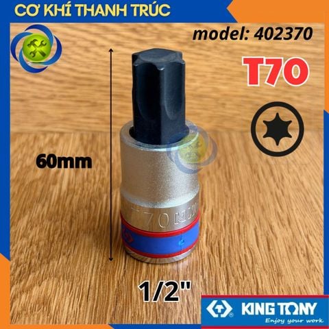 Tuýp Sao T70 Đầu Vuông 1/2 Kingtony 402370 dài 60mm 6 Cạnh Thép CR-V