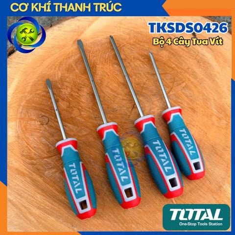Bộ 4 Cây Tua Vít TOTAL TKSDS0426 Cánh Xanh Đỏ