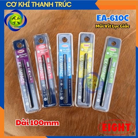 (Size Lẻ) Mũi Vít Lục Giác Dài 100mm EIGHT EA-610C Made In Japan