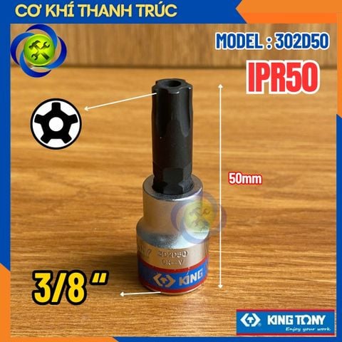 Tuýp Mũi Sao IPR50 Đầu Vuông 3/8 Kingtony 302D50 Dài 50mm Thép CR-V & S2