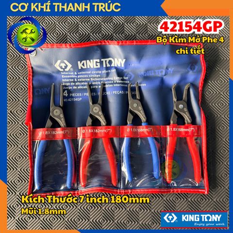 Bộ Kìm Mở Phe 4 chi tiết Kingtony 42154GP Kích Thước 7 inch 180mm Mũi 1.8mm