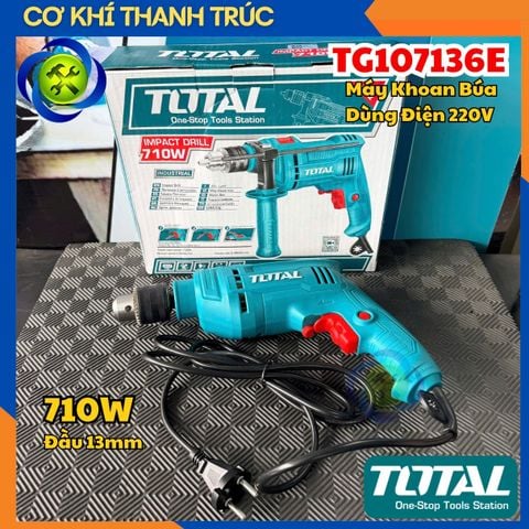 Máy Khoan Búa 710W Dùng Điện 220V TOTAL TG107136E Đầu 13mm