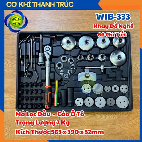 Khay Đồ Nghề 66 Chi Tiết (Mở Lọc Dầu, Cảo Ô Tô) WIB-333 Kích Thước 565 x 390 x 52mm Trọng Lượng 7 Kg
