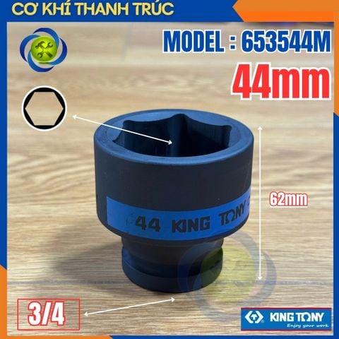 Tuýp 44mm Đầu Vuông 3/4 Kingtony 653544M Dài 62mm 6 cạnh thép CR-MO