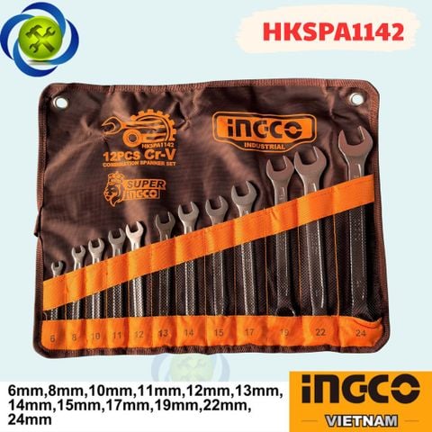 Bộ Cờ Lê Vòng Miệng 12 Chi Tiết 6-24mm INGCO HKSPA1142