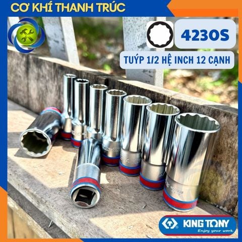( SIZE LẺ ) Tuýp Hệ Inch 1/2 Kingtony 4230 loại dài 12 cạnh màu trắng