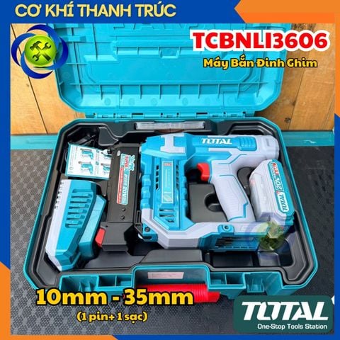 Máy Bắn Đinh Ghim 10-35mm Dùng Pin 20V Total TCBNLI3606 (1 pin+ 1 sạc)