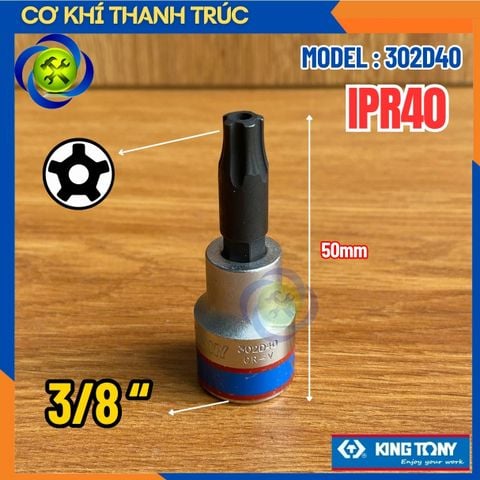 Tuýp Mũi Sao IPR40 Đầu Vuông 3/8 Kingtony 302D40 Dài 50mm Thép CR-V & S2