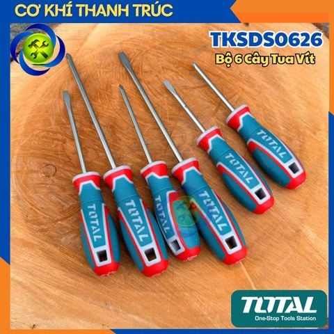 Bộ 6 Cây Tua Vít TOTAL TKSDS0626 Cánh Xanh Đỏ