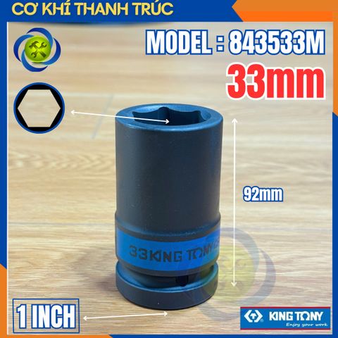Tuýp 30mm Đầu Vuông 1 Inch Kingtony 843530M Dài 90mm 6 cạnh thép CR-MO