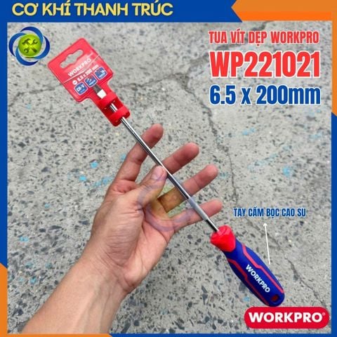 Tua Vít Dẹp Workpro WP221021 6.5 x 200mm Tay Cầm Bọc Cao Su