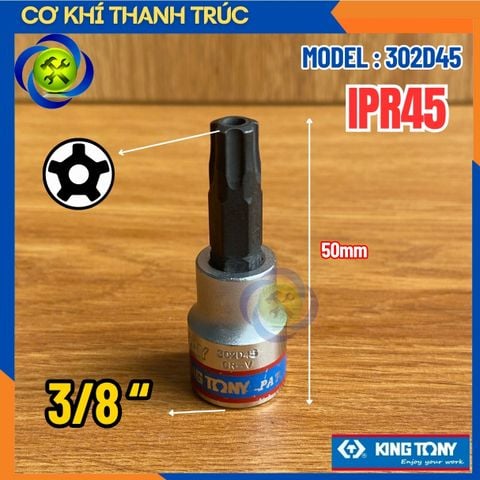 Tuýp Mũi Sao IPR45 Đầu Vuông 3/8 Kingtony 302D45 Dài 50mm Thép CR-V & S2
