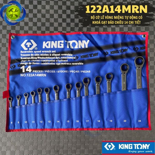 Bộ cờ lê vòng miệng tự động Kingtony 122A14MRN có khoá gạt đảo chiều 14 chi tiết