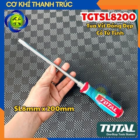 Tua Vít Đóng Dẹp SL8mm x 200mm Có Từ Tính Total TGTSL8200