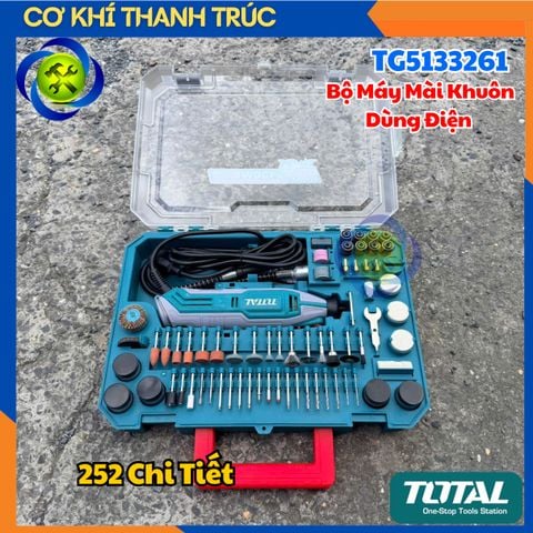 Bộ Máy Mài Khuôn Total TG5133261 Sử Dụng Điện Loại 130W 252 Chi Tiết Đầu Kẹp 3.2mm