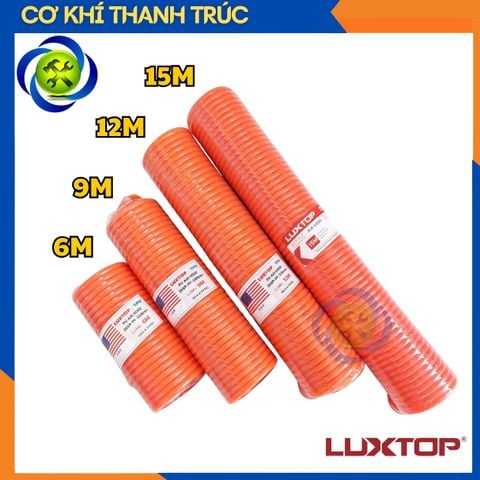 Dây hơi xoắn LUXTOP phi 5x8mm nhựa PU màu cam có các chiều dài 6-9-12-15M