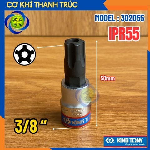 Tuýp Mũi Sao IPR55 Đầu Vuông 3/8 Kingtony 302D55 Dài 50mm Thép CR-V & S2