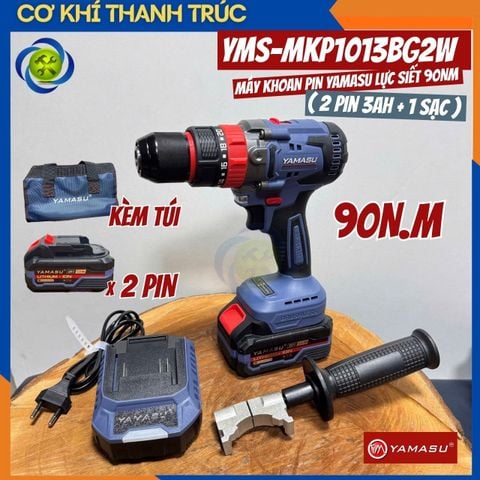 Máy Khoan Pin YAMASU YMS-MKP1013BG2W Lực Siết 90Nm (2 Pin 3Ah + 1 Sạc)