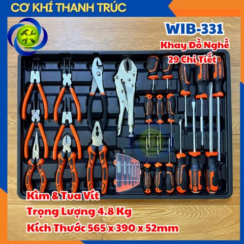 Khay Đồ Nghề 29 Chi Tiết (Kìm, Tua Vít) WIB-331 Kích Thước 565 x 390 x 52mm Trọng Lượng 4.8 Kg