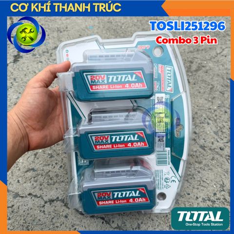 Combo 3 Pin TOTAL TOSLI251296 Điện Áp 20V Dung Lượng  4.0Ah