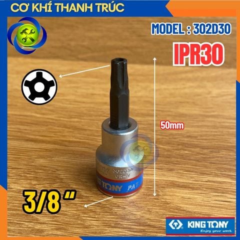 Tuýp Mũi Sao IPR30 Đầu Vuông 3/8 Kingtony 302D30 Dài 50mm Thép CR-V & S2