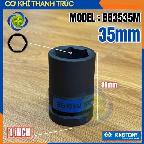 Tuýp 35mm Đầu Vuông 1 Inch Kingtony 883535M Dài 80mm 6 Cạnh Thép CR-MO