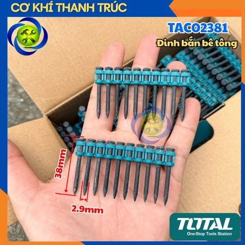 Bộ 1000pcs đinh bắn bê tông 38x2.9mm TOTAL TAC02381