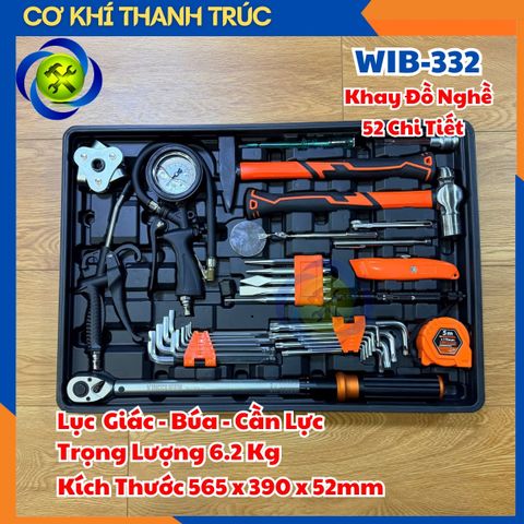 Khay Đồ Nghề 52 Chi Tiết (Lục  Giác, Búa, Cần Lực) WIB-332 Kích Thước 565 x 390 x 52mm Trọng Lượng 6.2 Kg