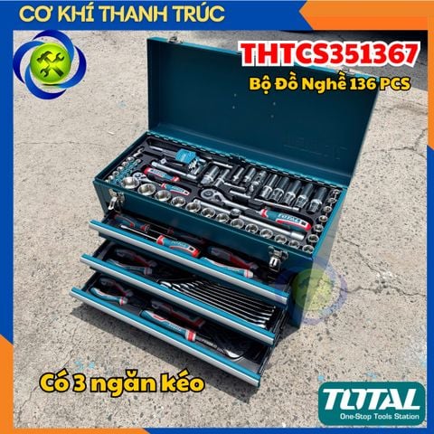 Bộ Đồ Nghề 136 Chi Tiết Total THTCS351367 Trong Hộp Kim Loại