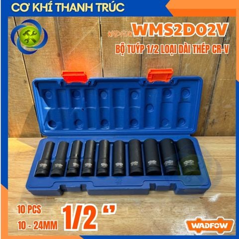 Bộ Tuýp 1/2 Wadfow WMS2D02 Gồm 10 Tuýp 10-24mm Loại Dài Thép CR-V