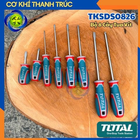Bộ 8 Cây Tua Vít TOTAL TKSDS0826 Cánh Xanh Đỏ