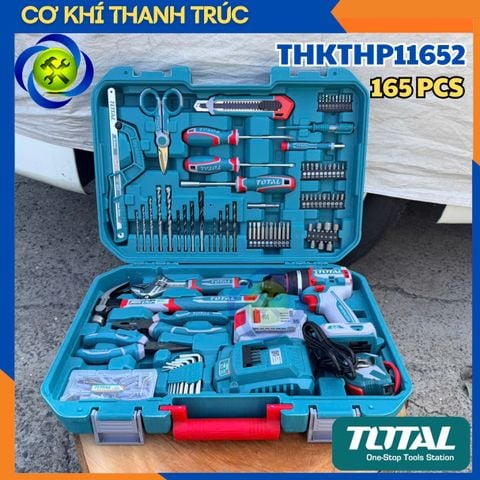 Bộ Đồ Nghề 165 Chi Tiết TOTAL THKTHP11652 Có Kèm Máy Khoan Búa