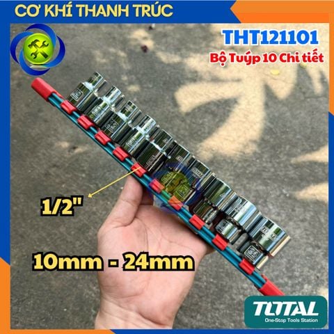 Bộ Tuýp Ngắn 1/2 TOTAL THT121101 Có 10 Chi Tiết (10 - 24mm) Thép CR-V