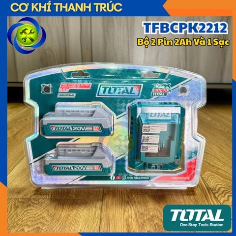 Bộ 2 Pin 2Ah Và 1 Sạc 20V Total TFBCPK2212 (Đóng Gói Vỉ Đôi)