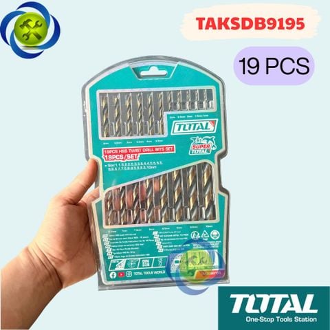 Bộ 19 Mũi Khoan Kim Loại Total TAKSDB9195 Thép HSS Chuôi Tròn